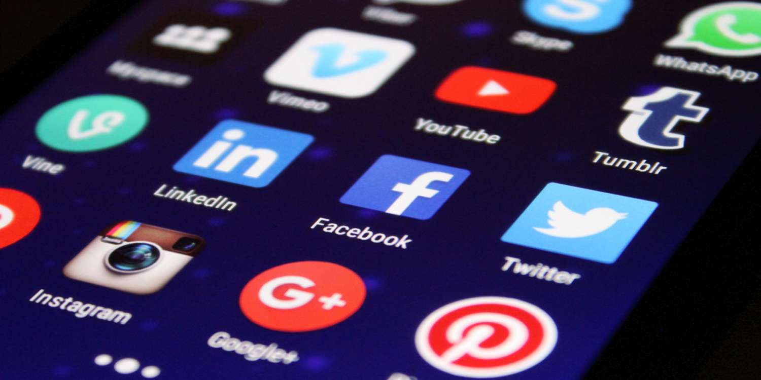 Showing lots of choices of social media marketing networks and apps on a smart phone